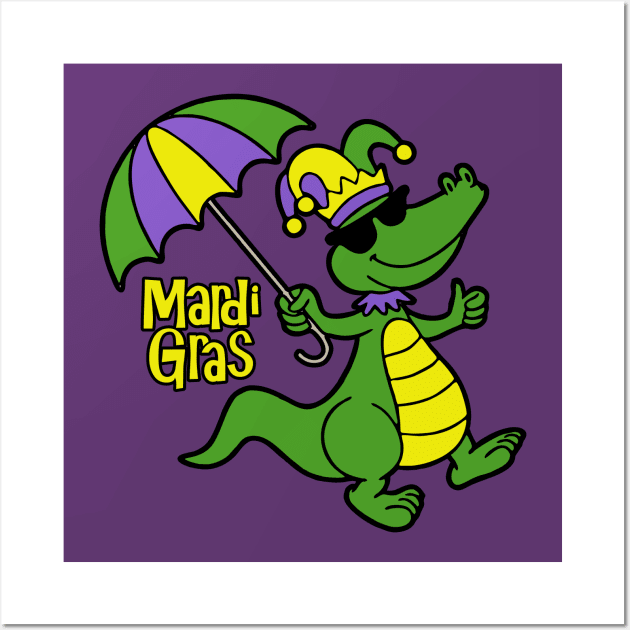 Mardi Gras Alligator Wall Art by DavesTees